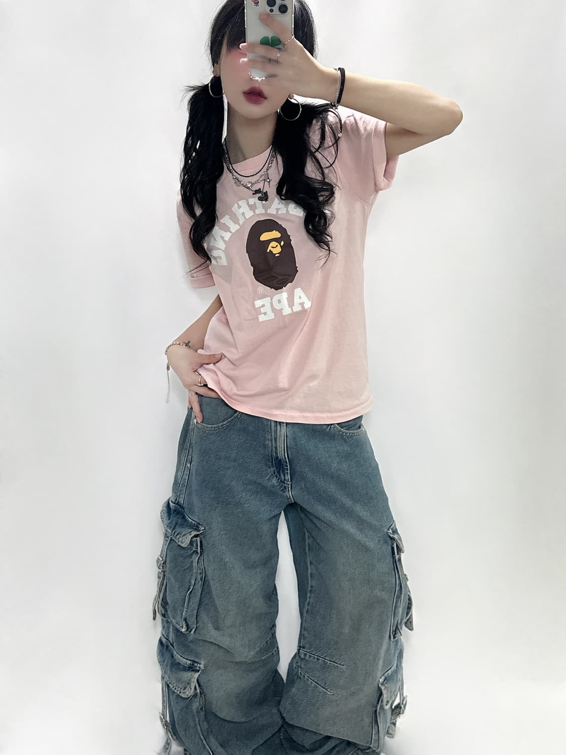 베이프 연핑크 컬리지 반팔티 상품이미지2