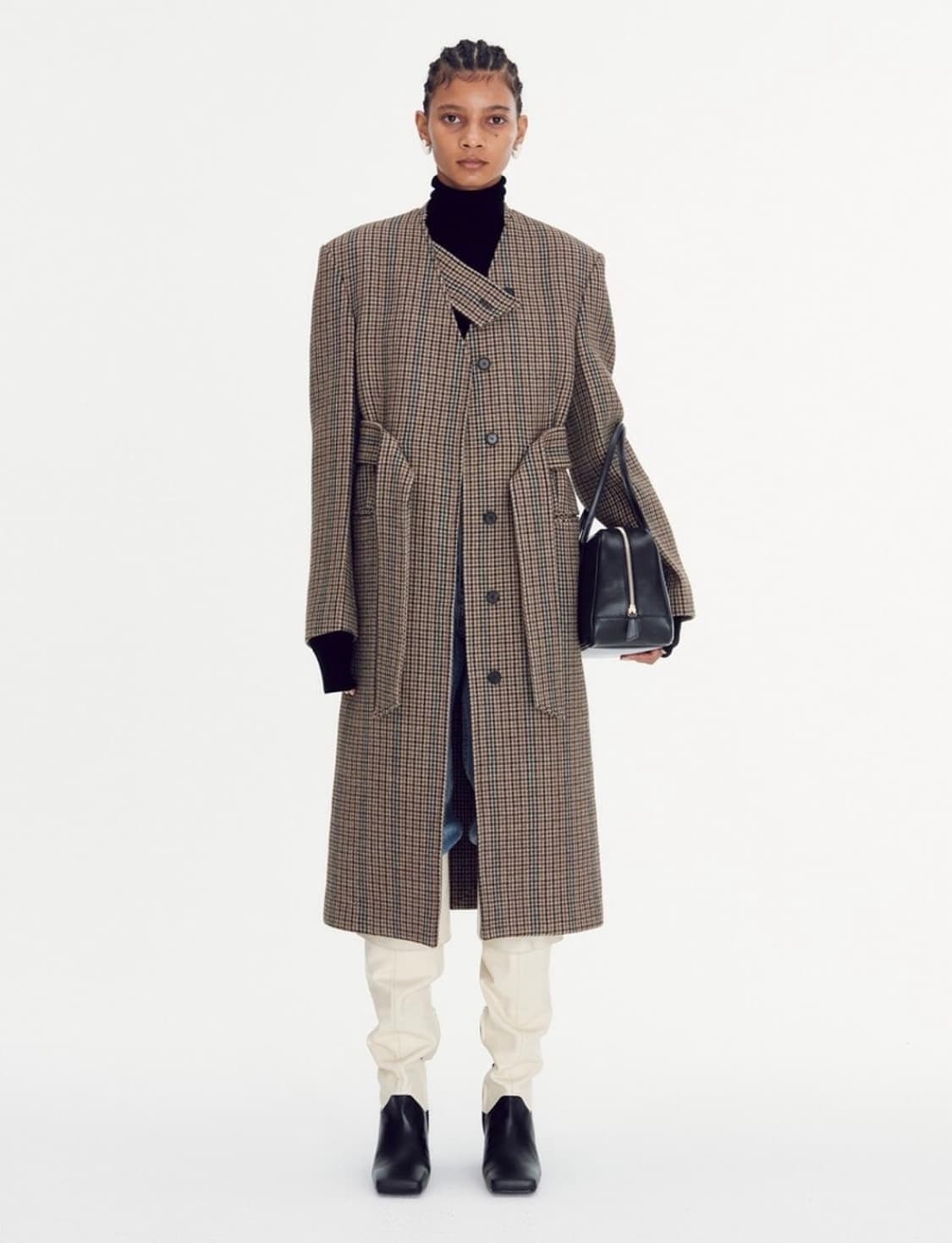 (새상품) 렉토 70S DOG TOOTH CHECK BELT COAT 상품이미지5