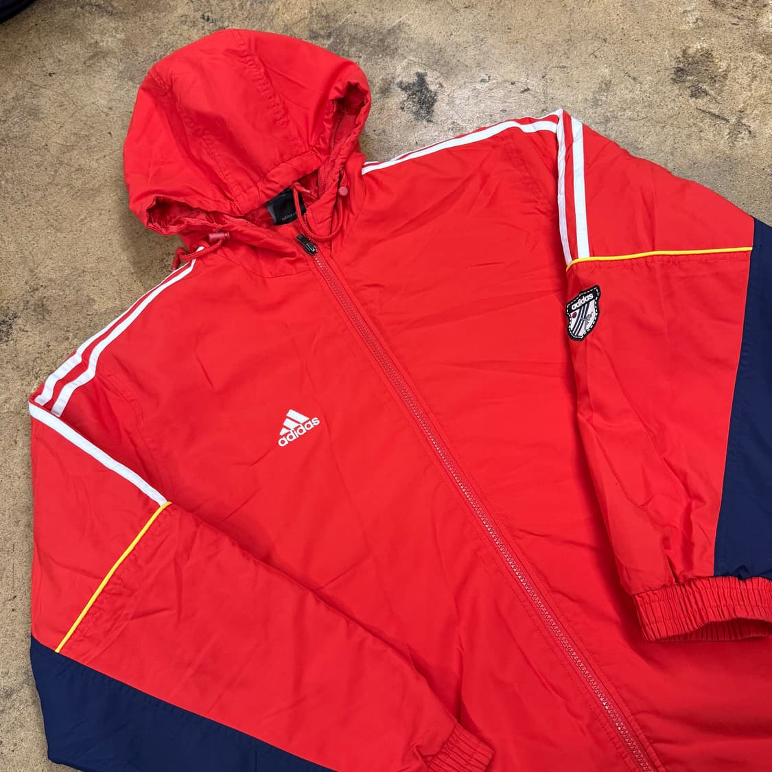 [정품/100] 아디다스 빨간색 후드 바람막이 자켓 b16 상품이미지1
