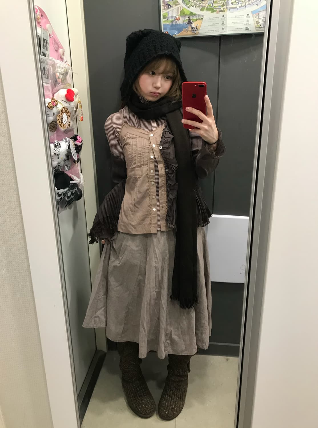 엑시즈팜 브라운 레이스 아일렛 퍼점퍼 핑크초코 코디세트 상품이미지4