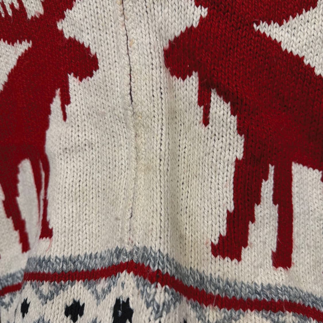 빈티지 니트 집업 가디건 순록 메이플 패턴 디테일 루즈핏 그레이 상품이미지8