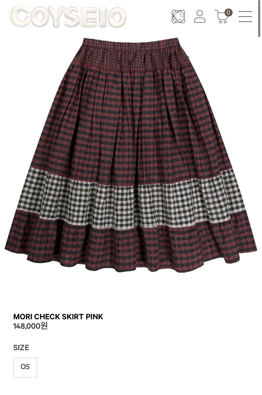 코이세이오 모리 체크 스커트 핑크 상품이미지1