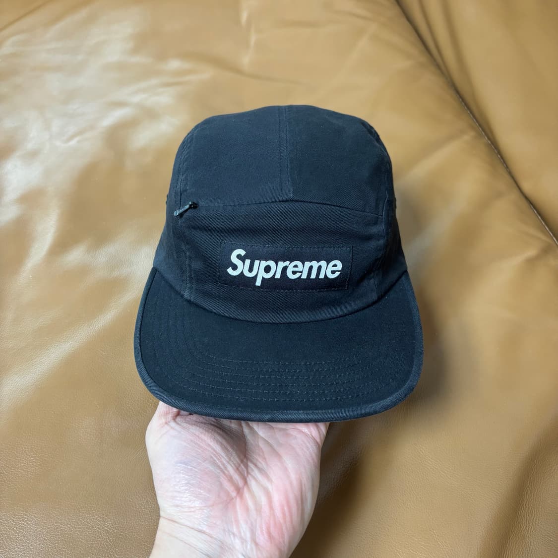 슈프림 캠프캡 모자 박스로고 워시드 블랙 상품이미지2