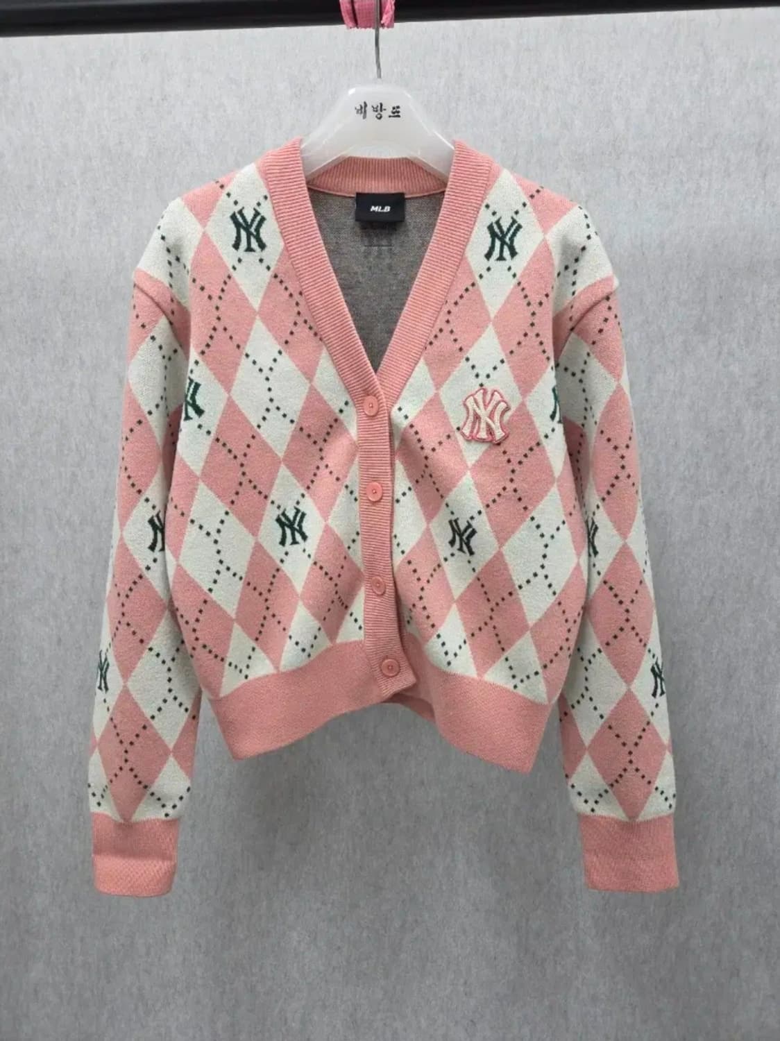 여성 XS MLB 아가일 모노그램 가디건 상품이미지2