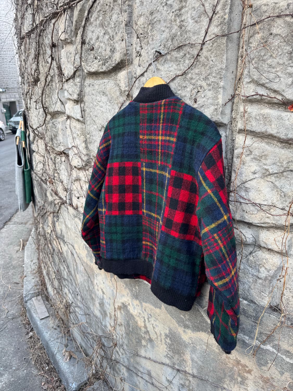 90s 울리치 빈티지 체크패턴 울 블루종 해링턴 자켓 상품이미지4