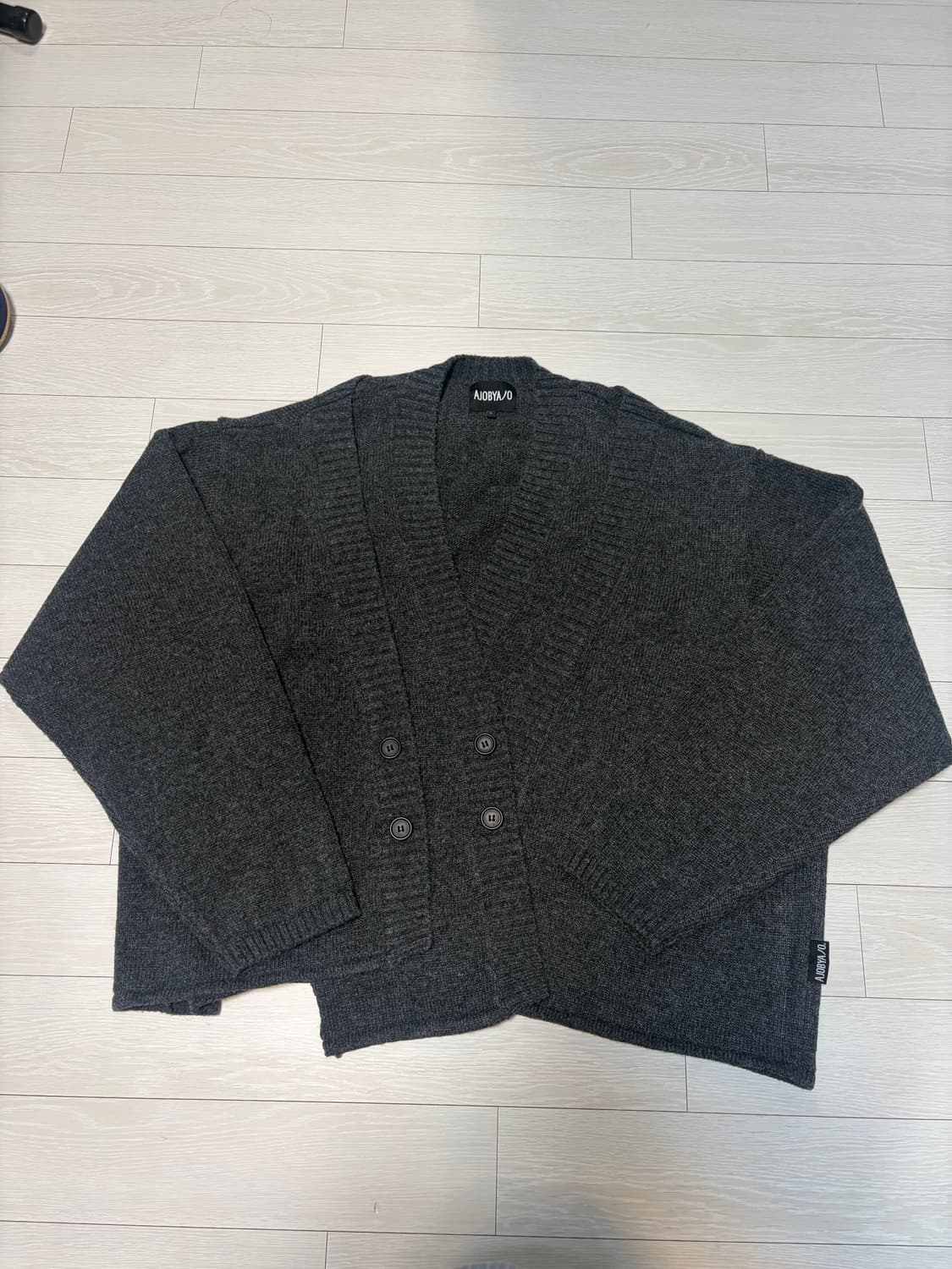 아조바이아조 더블 버튼 니트 가디건 L 다크 그레이 상품이미지3