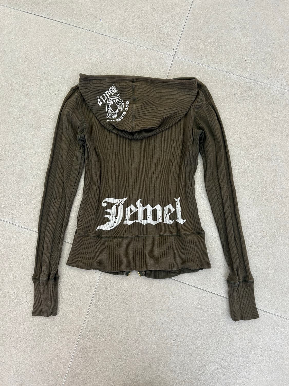 y2k 카키 골지 후드집업 상품이미지3