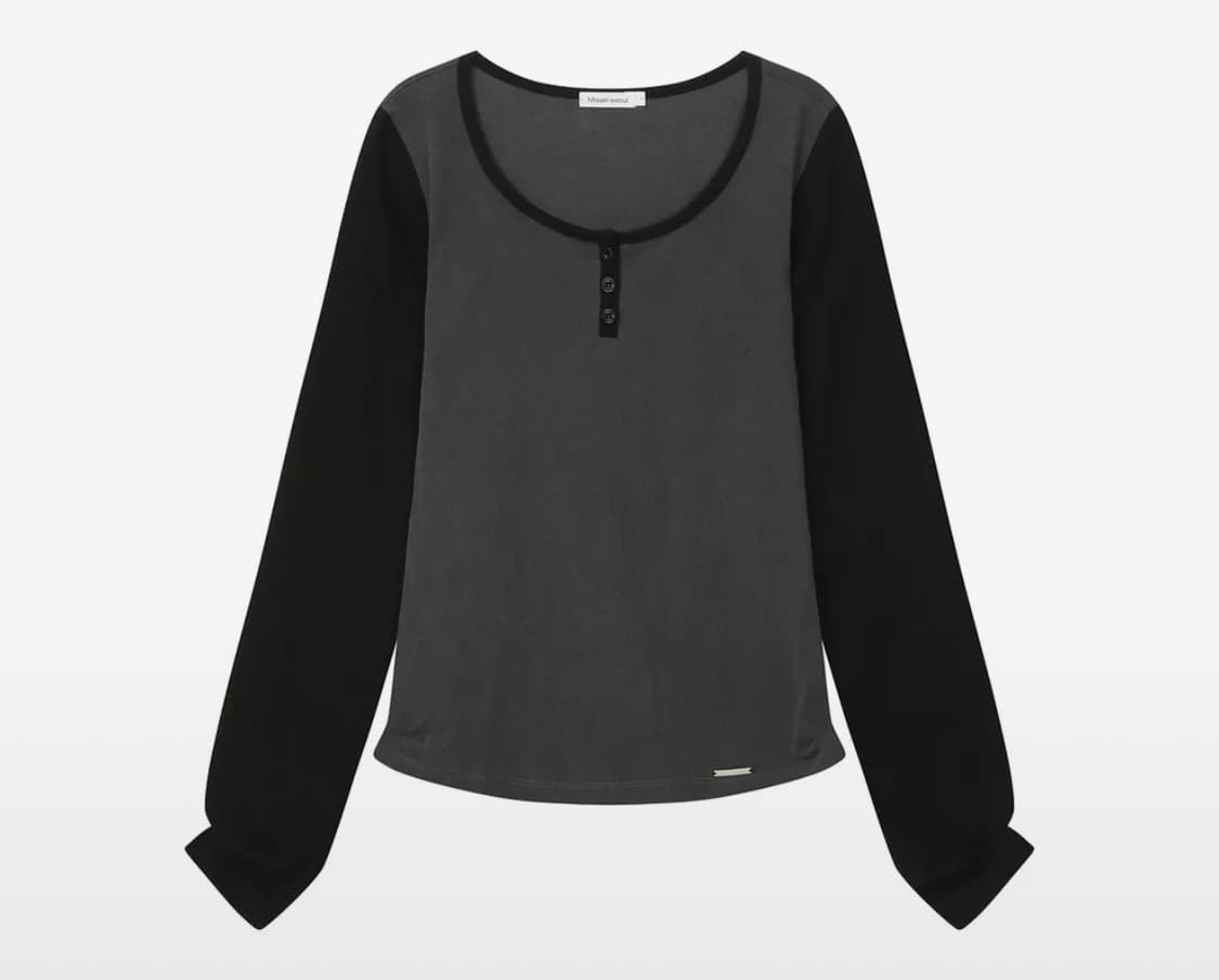 미세키서울 Henley neck long sleeves CHARCOAL 상품이미지1