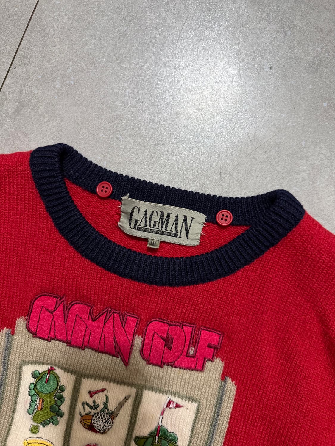 90s  제펜 빈티지 핸드매이드 자수  헤비 울 니트  55size   상품이미지4