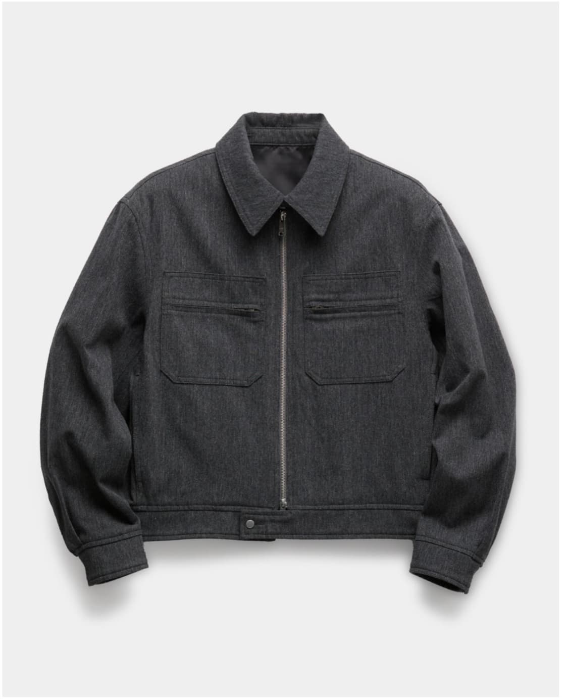 [M] 쿠어coor 러스틱 울 더블 포켓 트리밍 카라 점퍼 차콜 상품이미지1