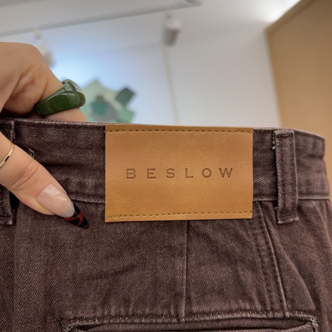 비슬로우 세미 와이드 커브드진 브라운 데님팬츠 34인치 C08395 상품이미지5