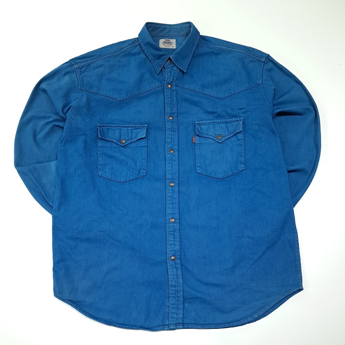 CL751 XL 리바이스 90s 코튼 웨스턴스냅 블루 데님셔츠 남방 상품이미지1