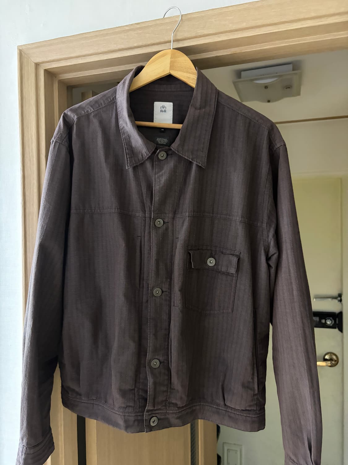 (4) 폴리테루 라이트 트러커자켓 스트라이프드 퍼플 상품이미지1