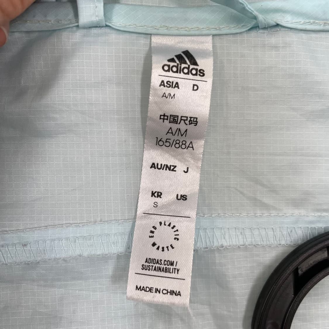 S 아디다스 여성 윈드 경량 바람막이 러닝 백로고 하늘색 상품이미지4