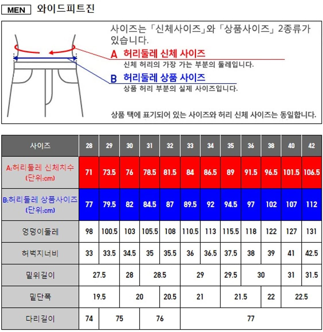 유니클로 와이드핏 진 블루 데님 444591 상품이미지8