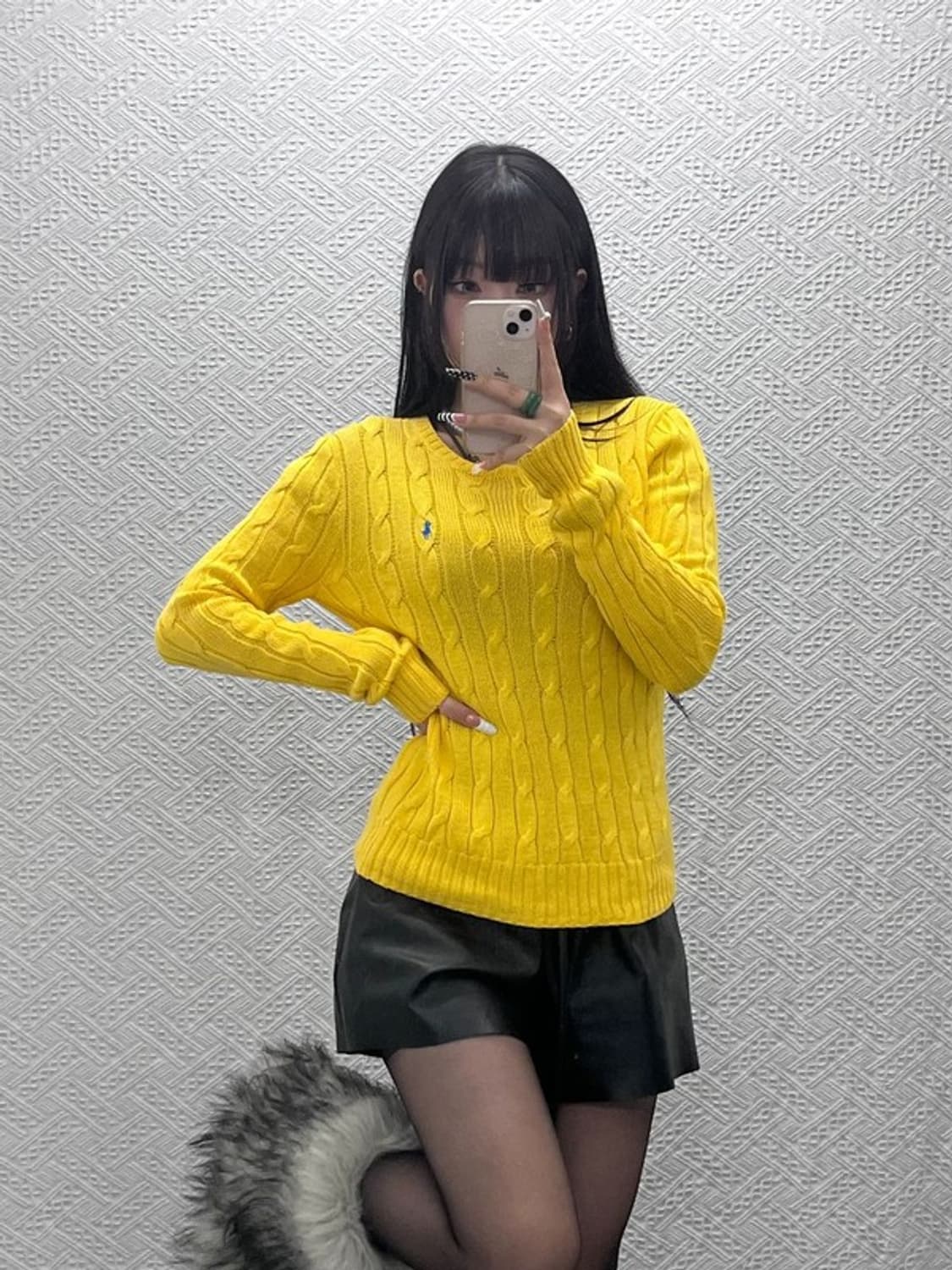 폴로 랄프로렌 레트로 대장핏 옐로우 꽈배기 니트 M C10137 상품이미지1