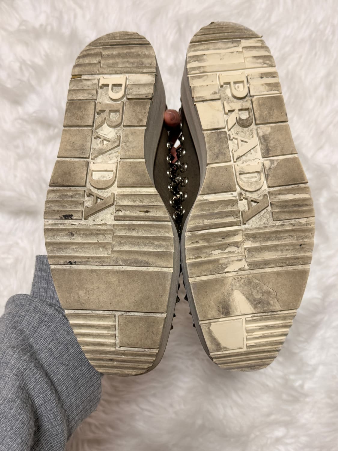 레어 /프라다 아이코닉 스파이크 스터드 플랫폼 옥스퍼드 슈즈(EU 38) 상품이미지5