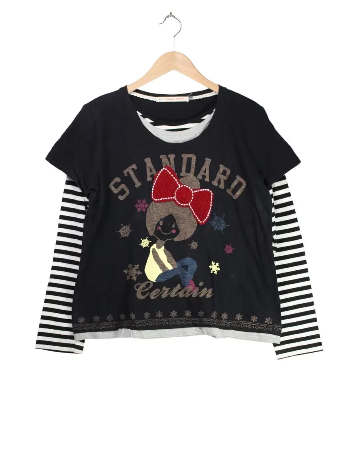 빈티지 모리걸 레이어드 블랙 긴팔 티셔츠 상품이미지1