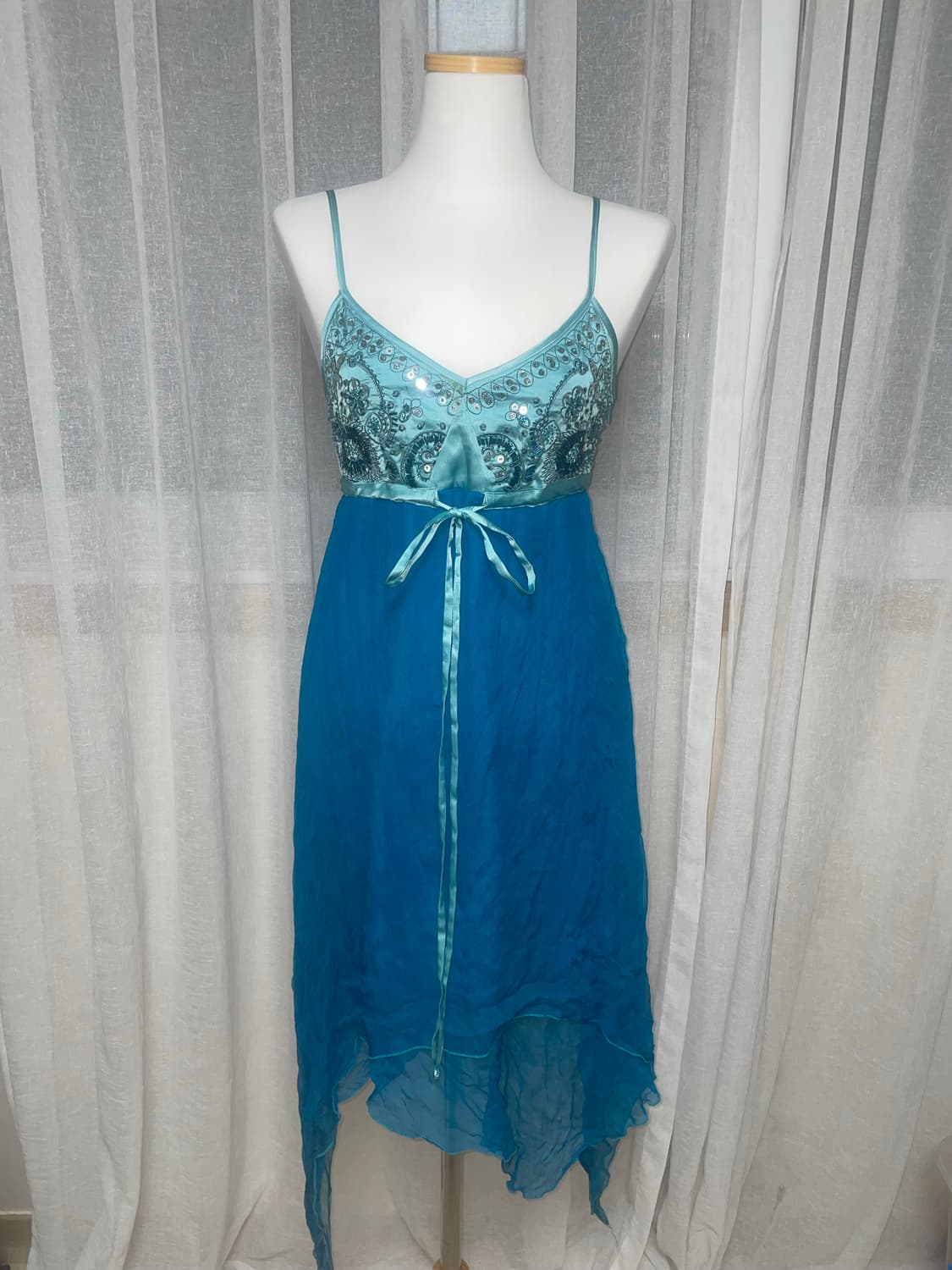 빈티지 스팽클 블루 언발란스 원피스 상품이미지1