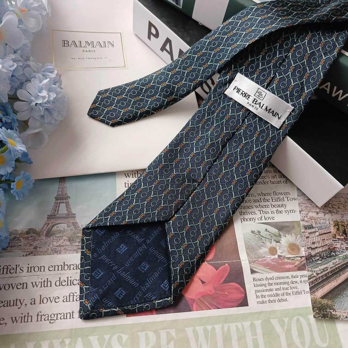 피에르 발망 넥타이 네이비 패턴 A+~A등급 E898
 상품이미지4