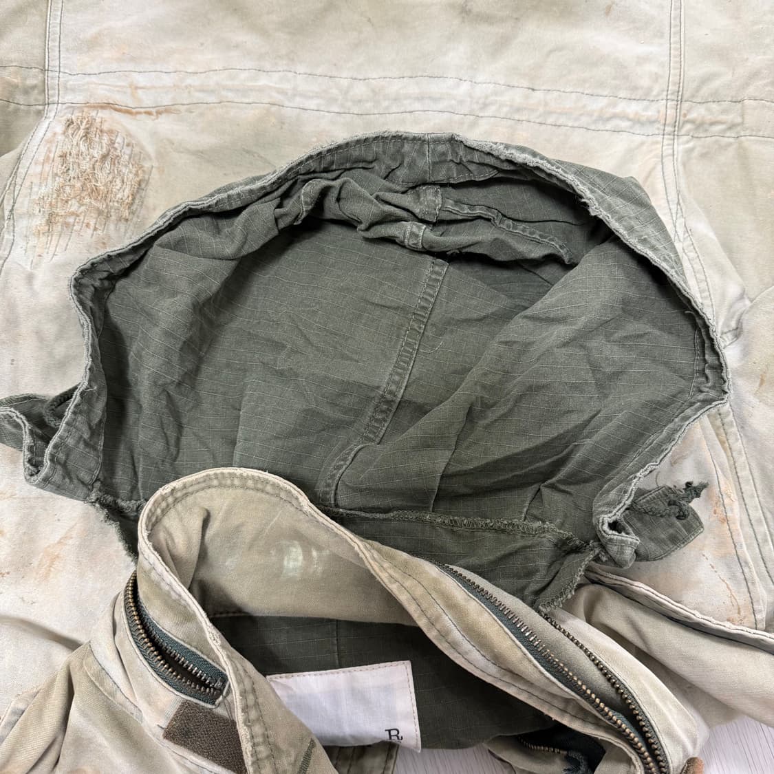 R13 코튼 디스트로이드 밀리터리 빈티지 후드 자켓 상품이미지6