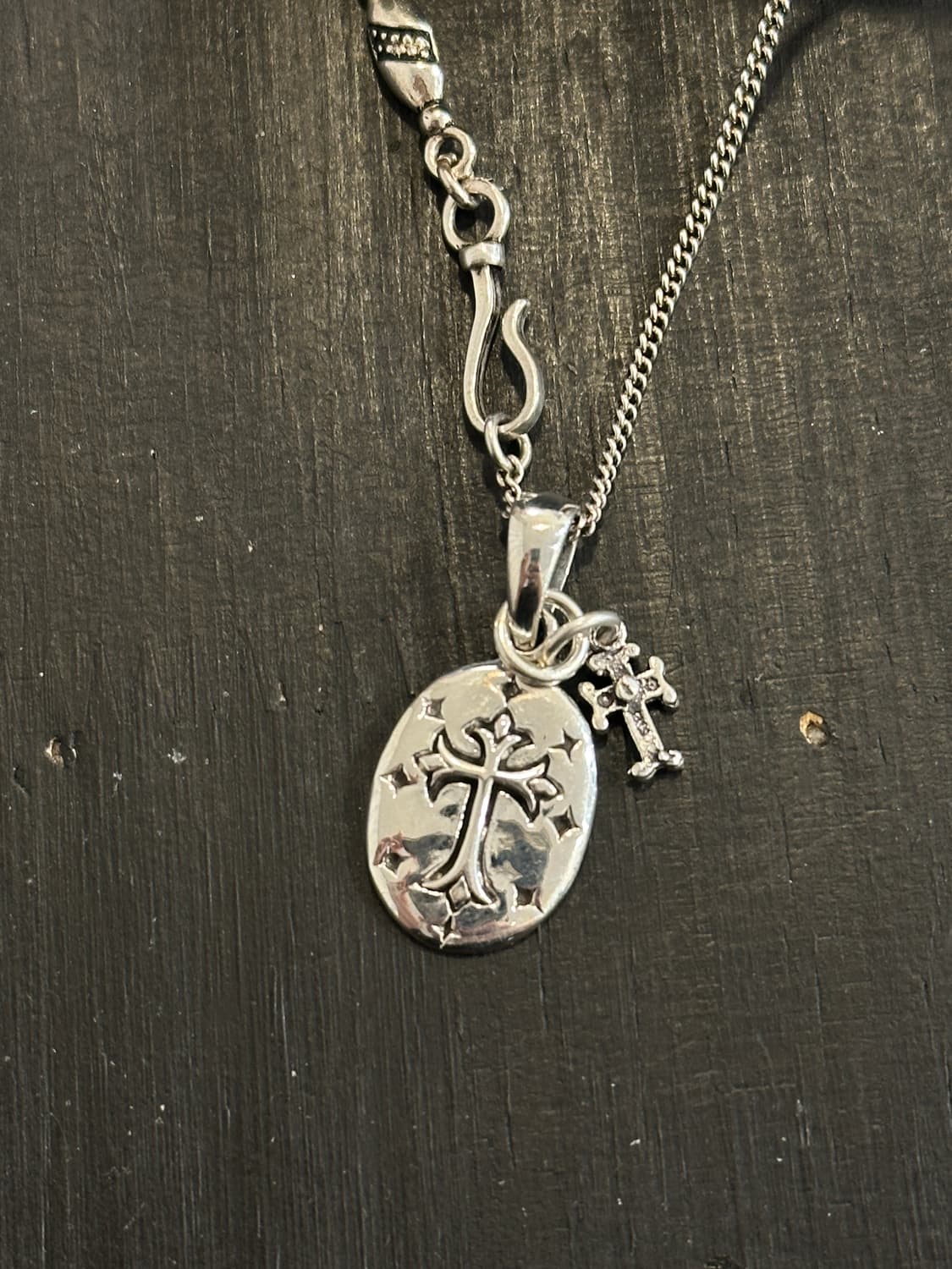 Cross Duo Pendant 925Silver Necklace 상품이미지2