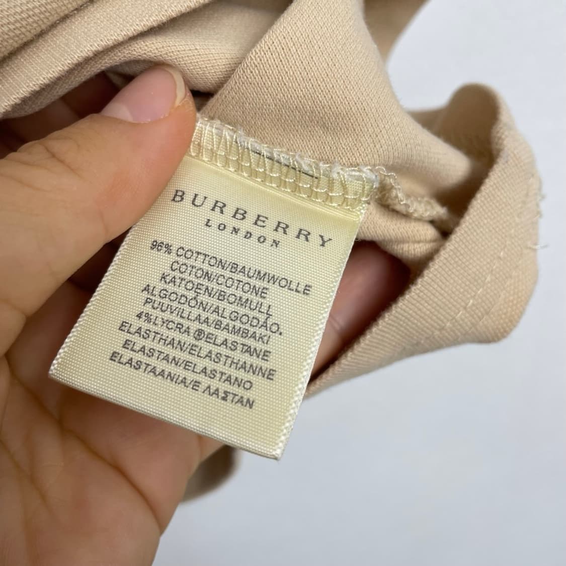 버버리 Burberry 체크 트리밍 반팔 카라티 M 상품이미지3