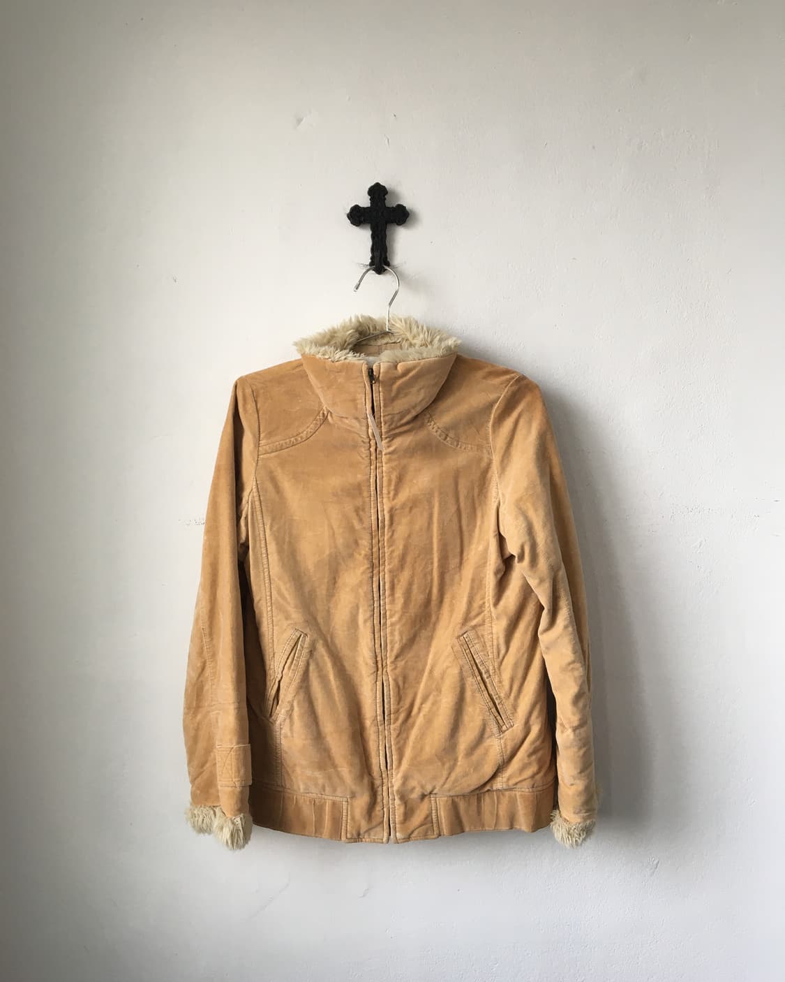 Fake fur collar high neck jacket 상품이미지2