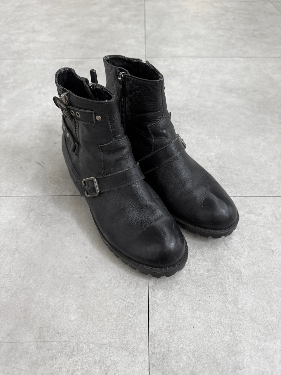 빈티지 스트랩 버클 레더 부츠 상품이미지3