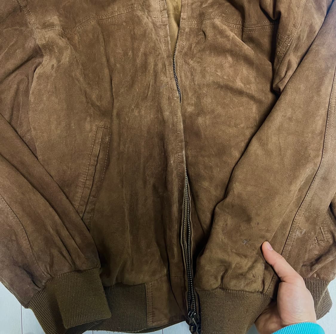 빈티지 산양 가죽 스웨이드 블루종 자켓(100~105) 상품이미지6