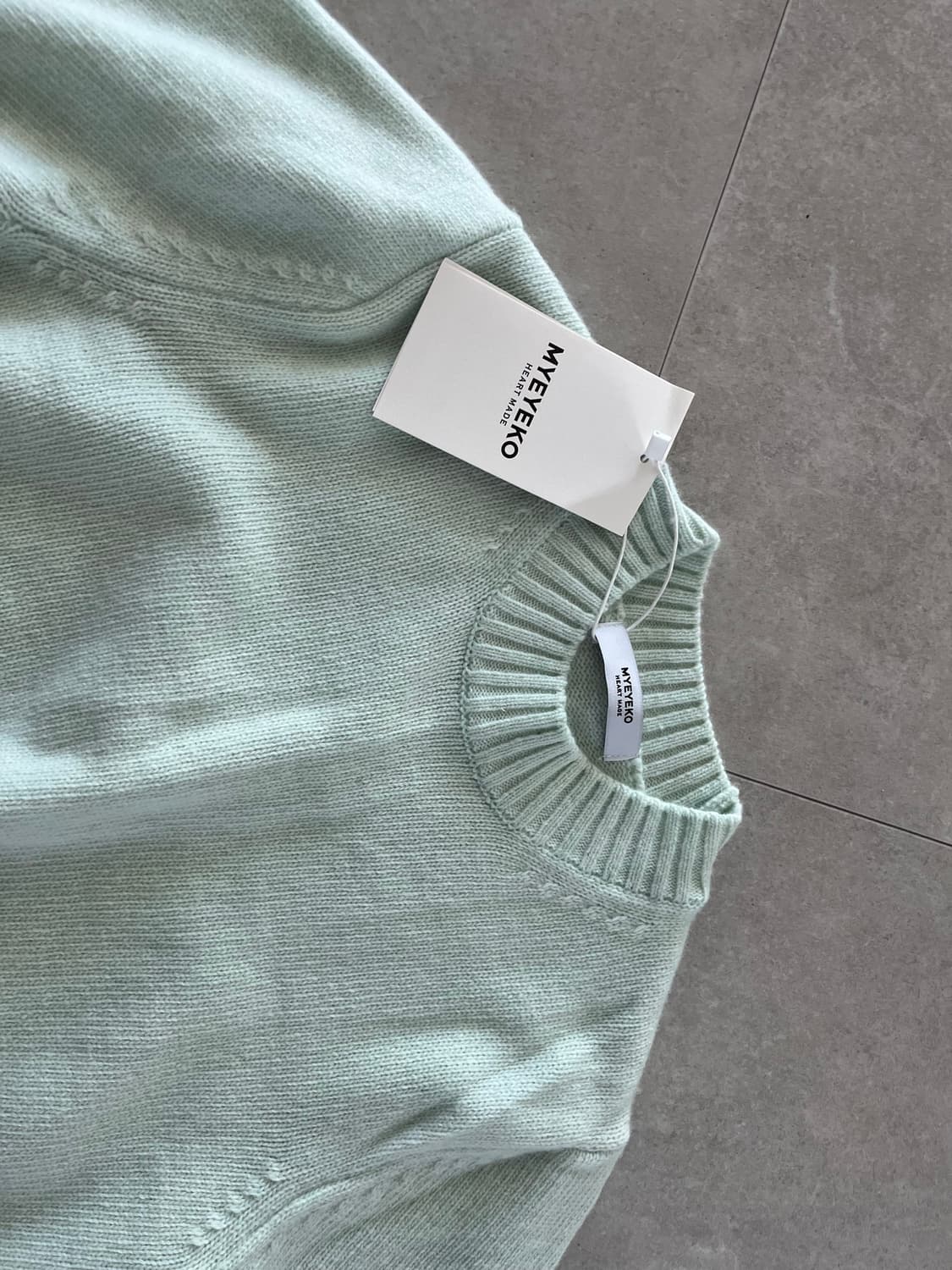 마이아이코 크롭 캐시 니트 민트 상품이미지6