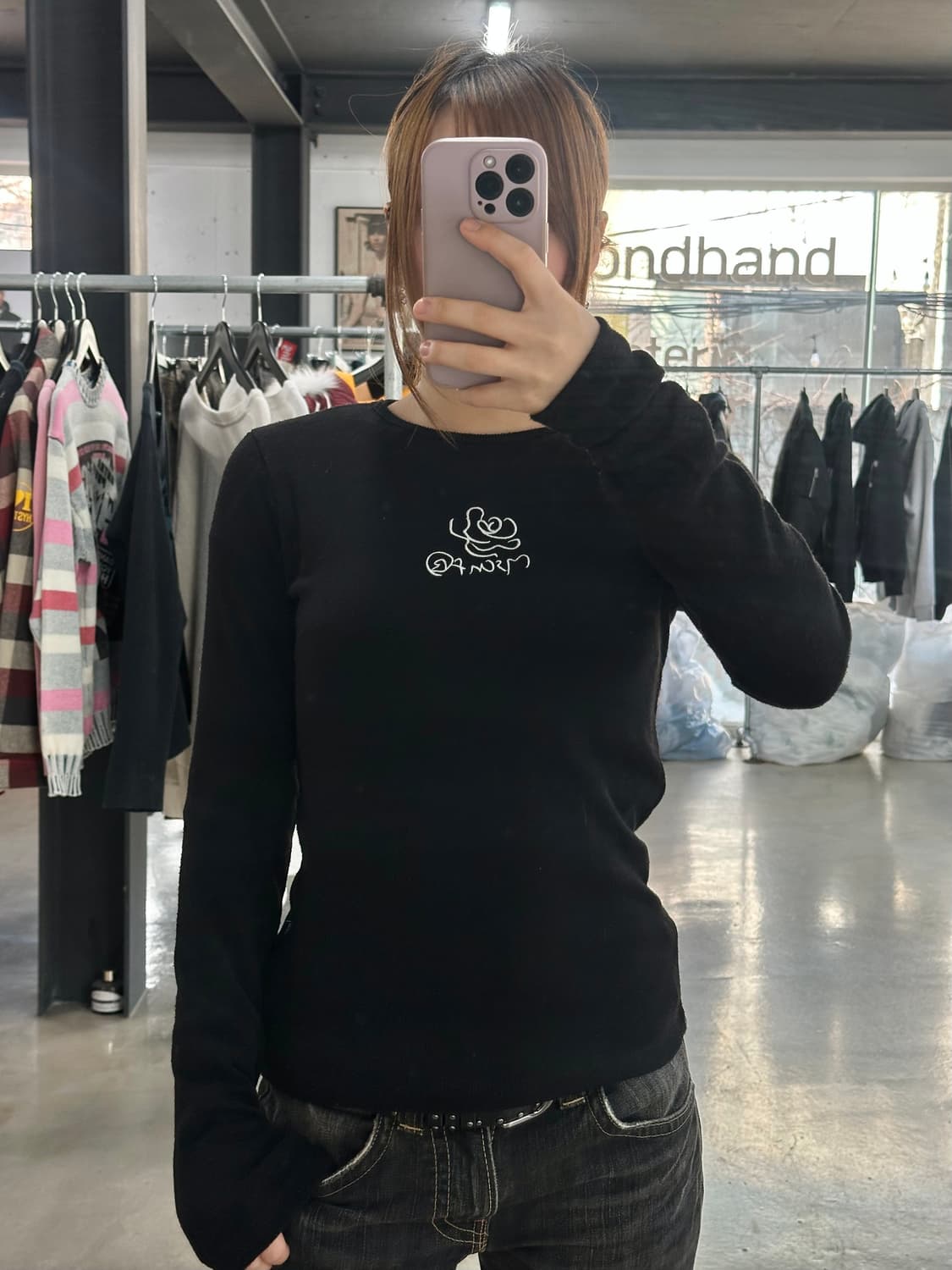 미스치프 블랙플라워 슬림니트 상품이미지1