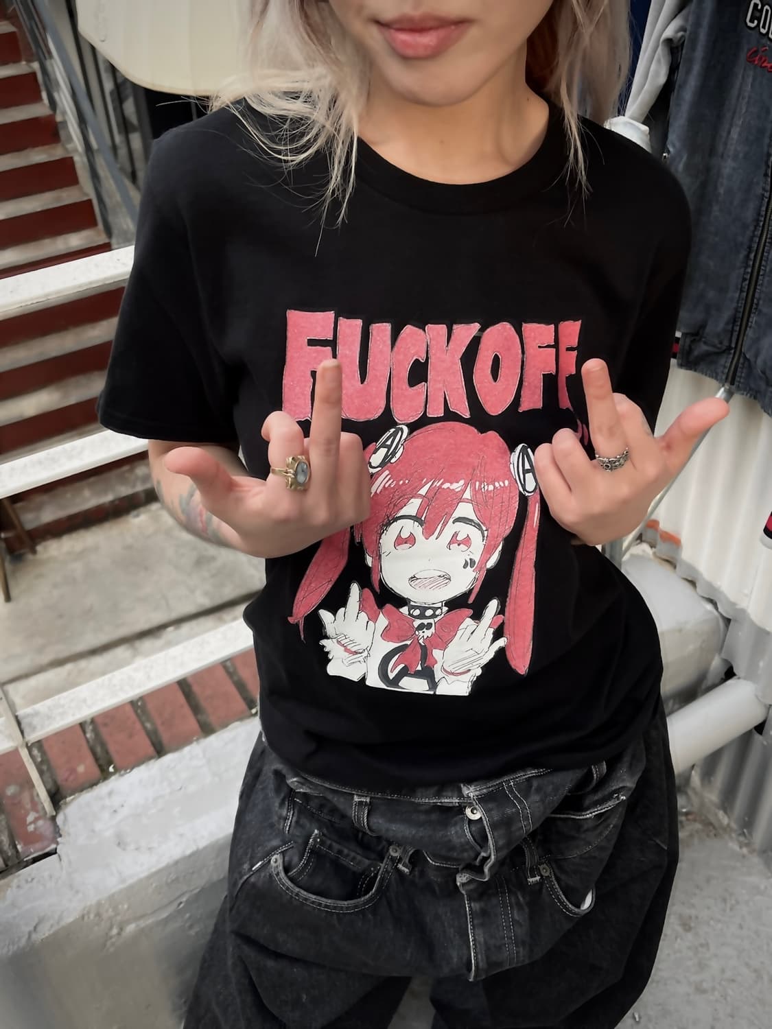 준 이나가와 Fuck off 프린팅 티셔츠 상품이미지1