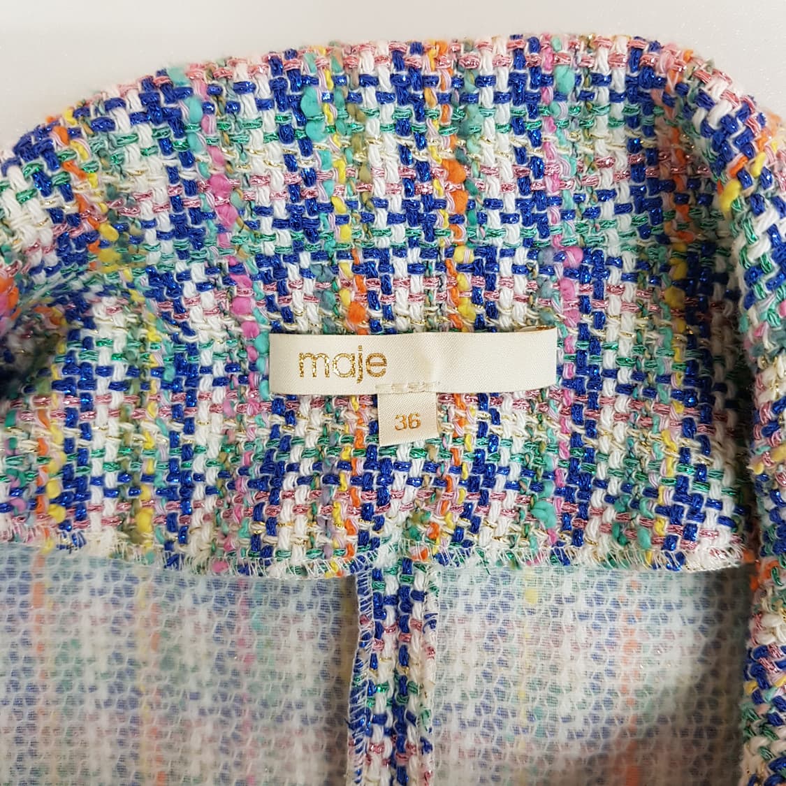 마쥬 MAJE  멀티 컬러 트위드 반팔 원피스 36사이즈 상품이미지6