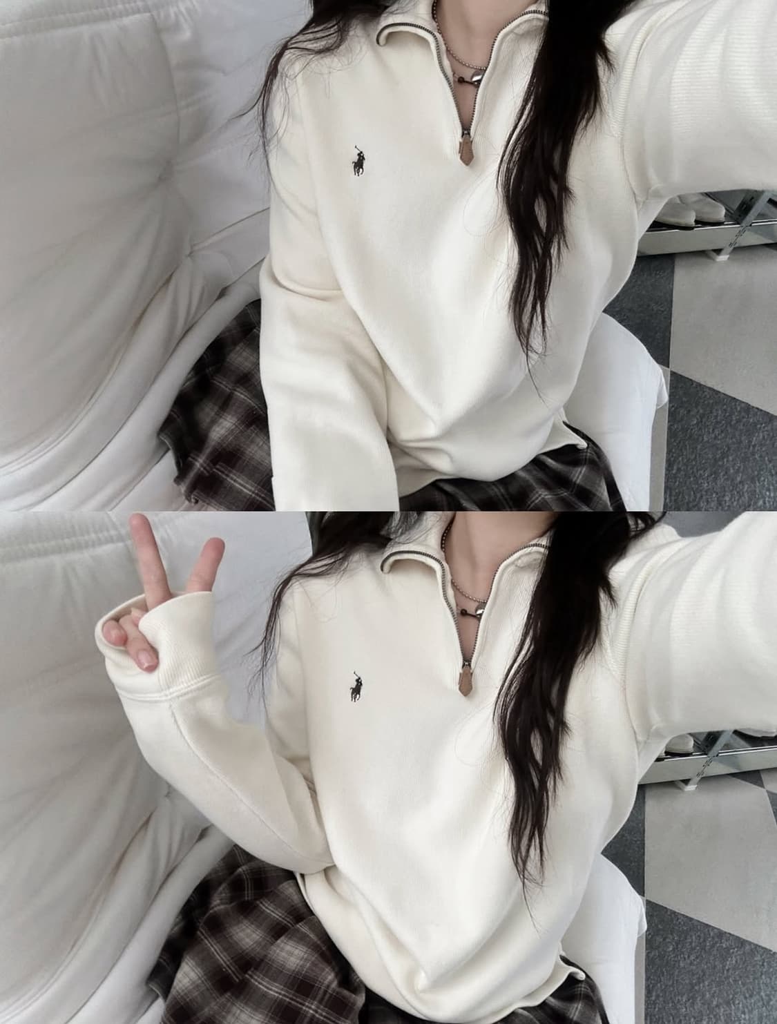 Polo 베이지 니트 집업 상품이미지1