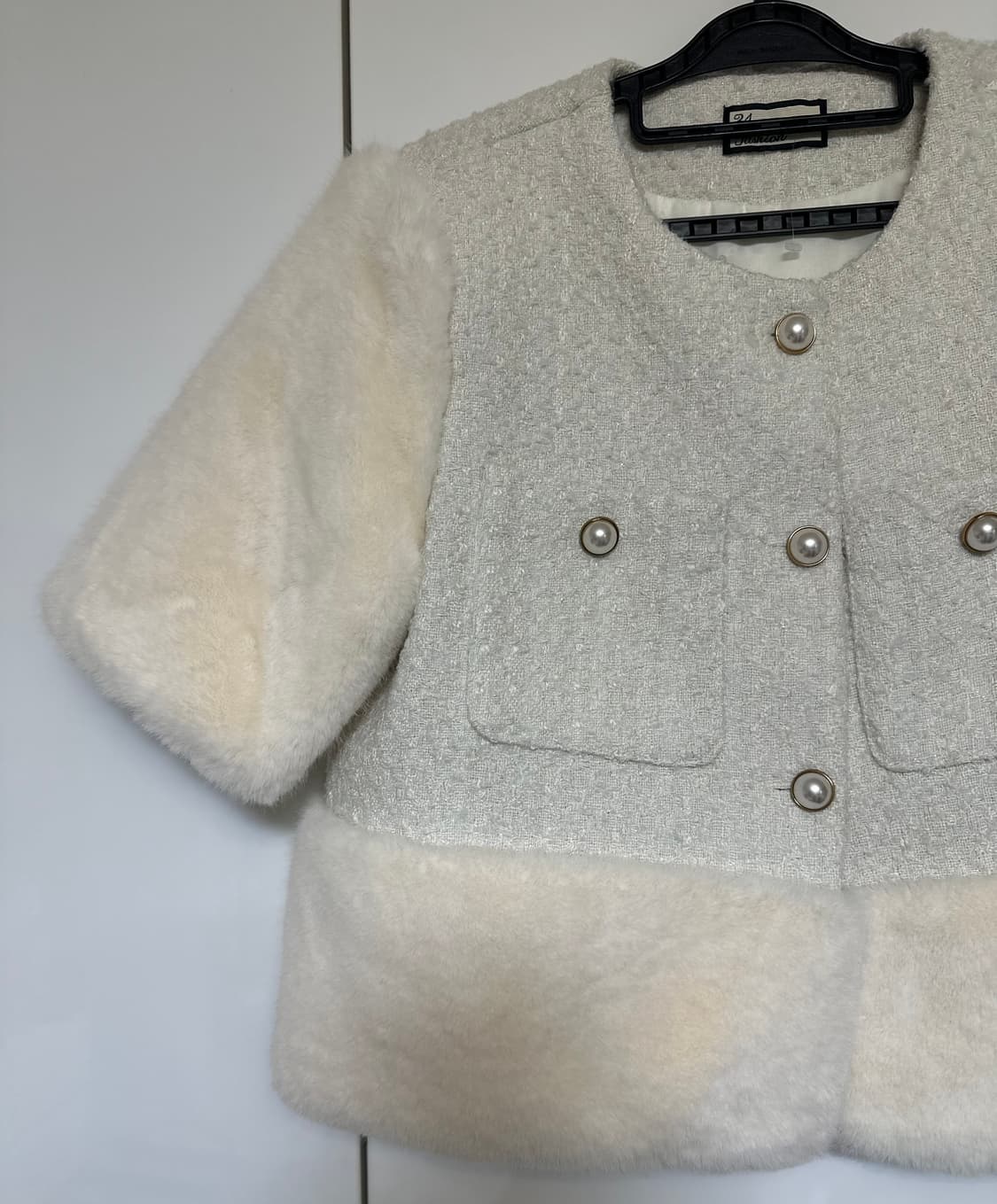 써리원트위드 퍼 자켓 아이보리 상품이미지3