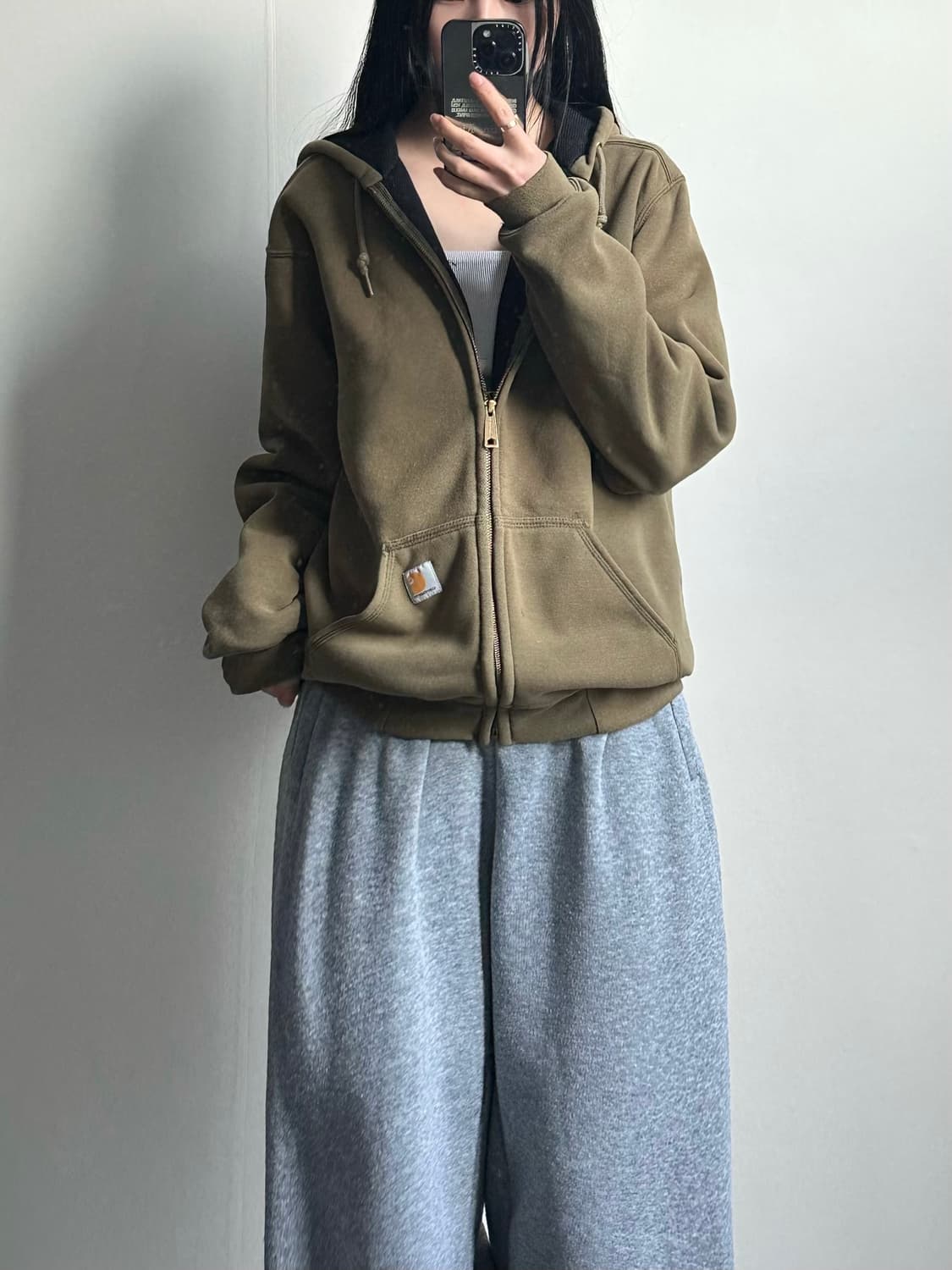 칼하트 레인디펜더 써멀 카키 후드집업 상품이미지1