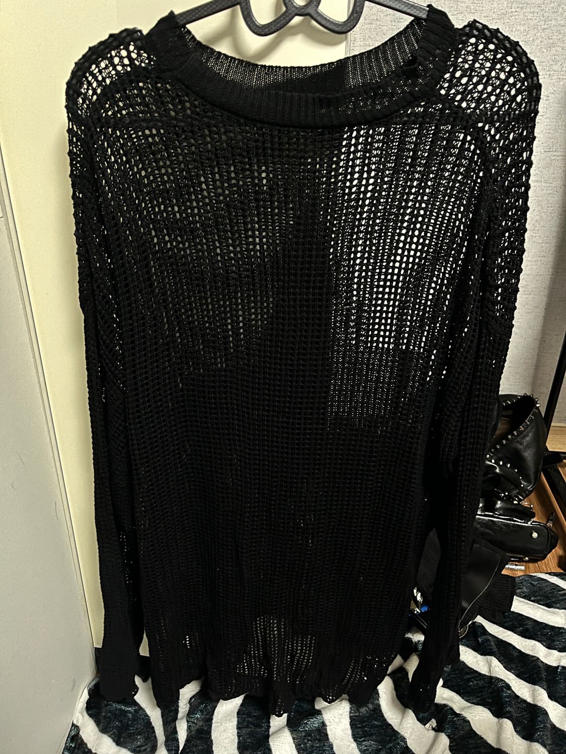 블랙 별 망사 니트 y2k 고스 펑크 상품이미지2