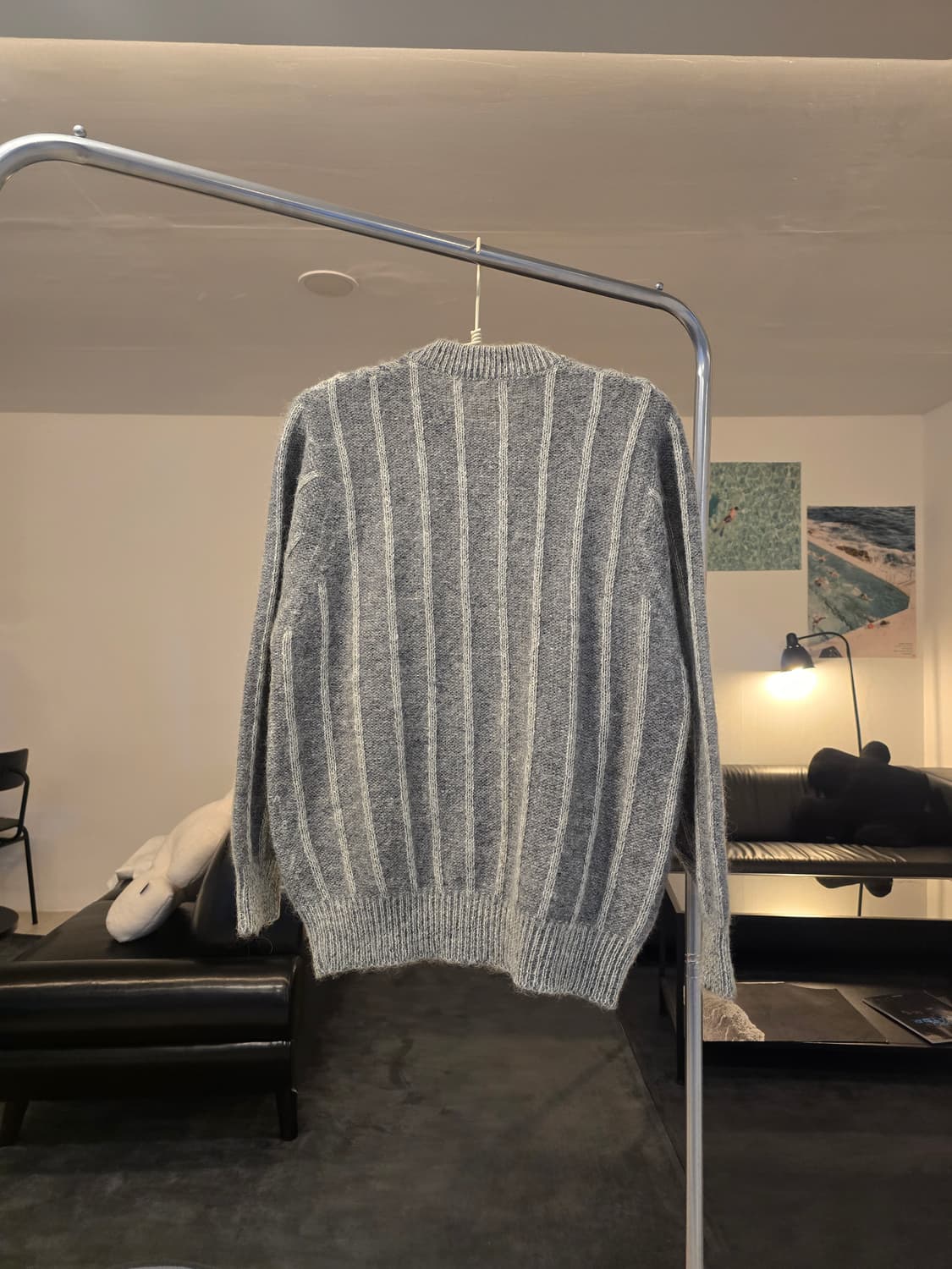 꽈배기 니트 가디건 회색 상품이미지6