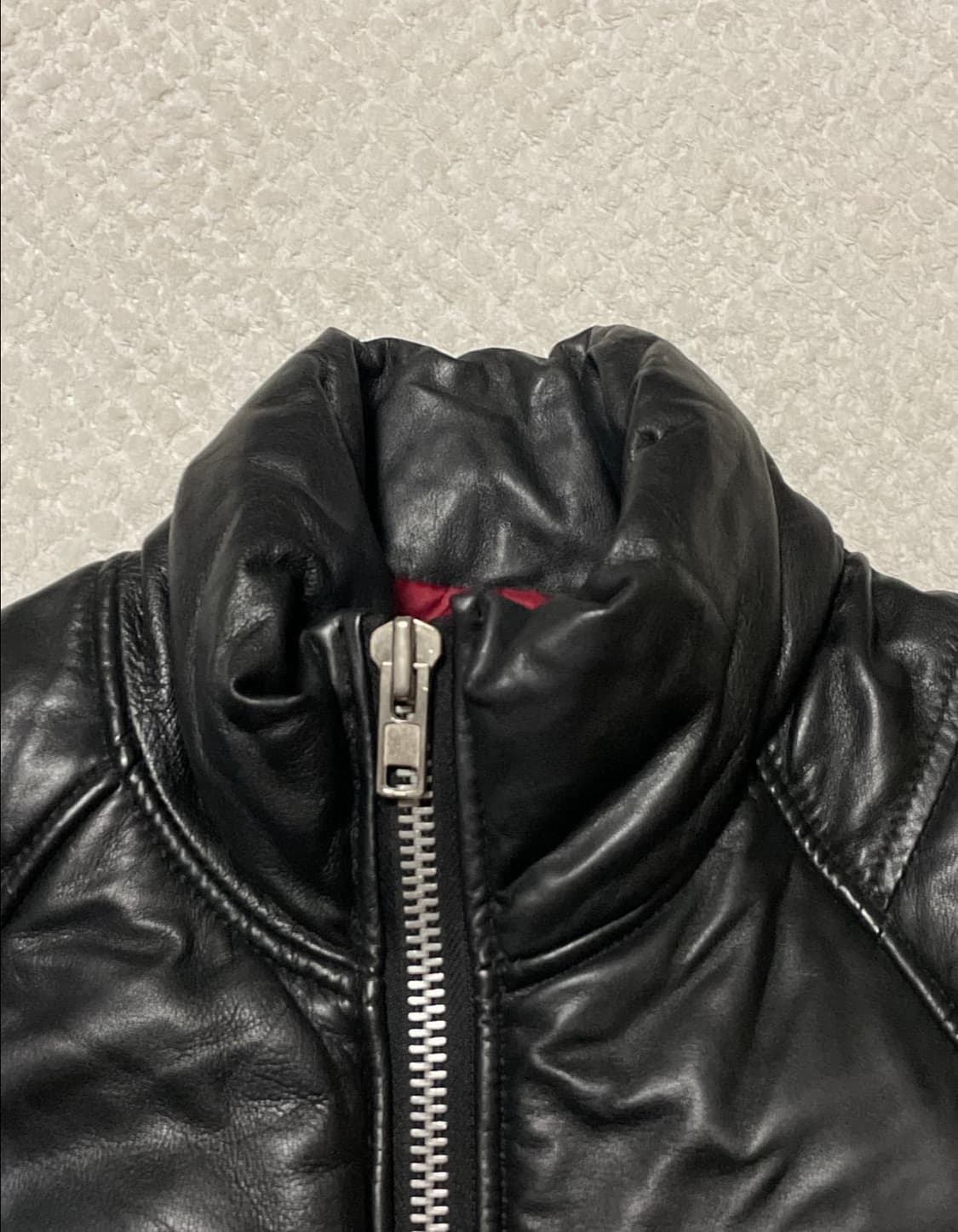 [52] NUDE 누드 웨스턴 무드 램스킨 양가죽 바이커 패딩 자켓 상품이미지4