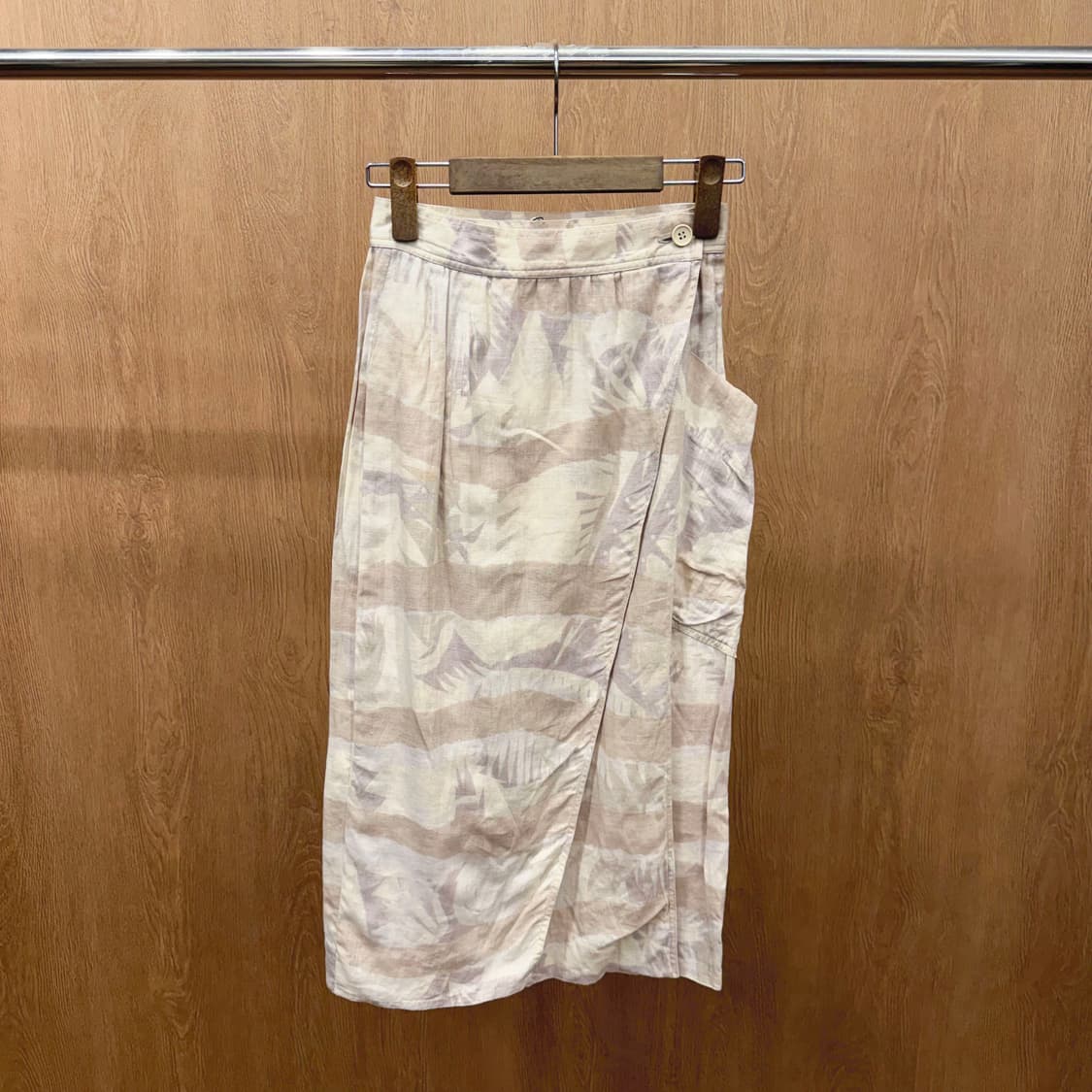 살바토레 페라가모 린넨 랩 스커트 보태니컬 리프 패턴 H라인 베이지 상품이미지2