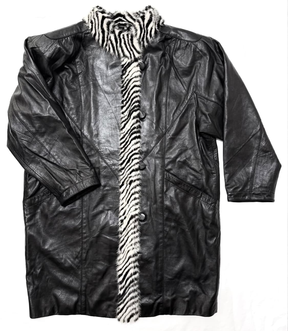 밍크 퍼 트림 레더 코트 상품이미지1