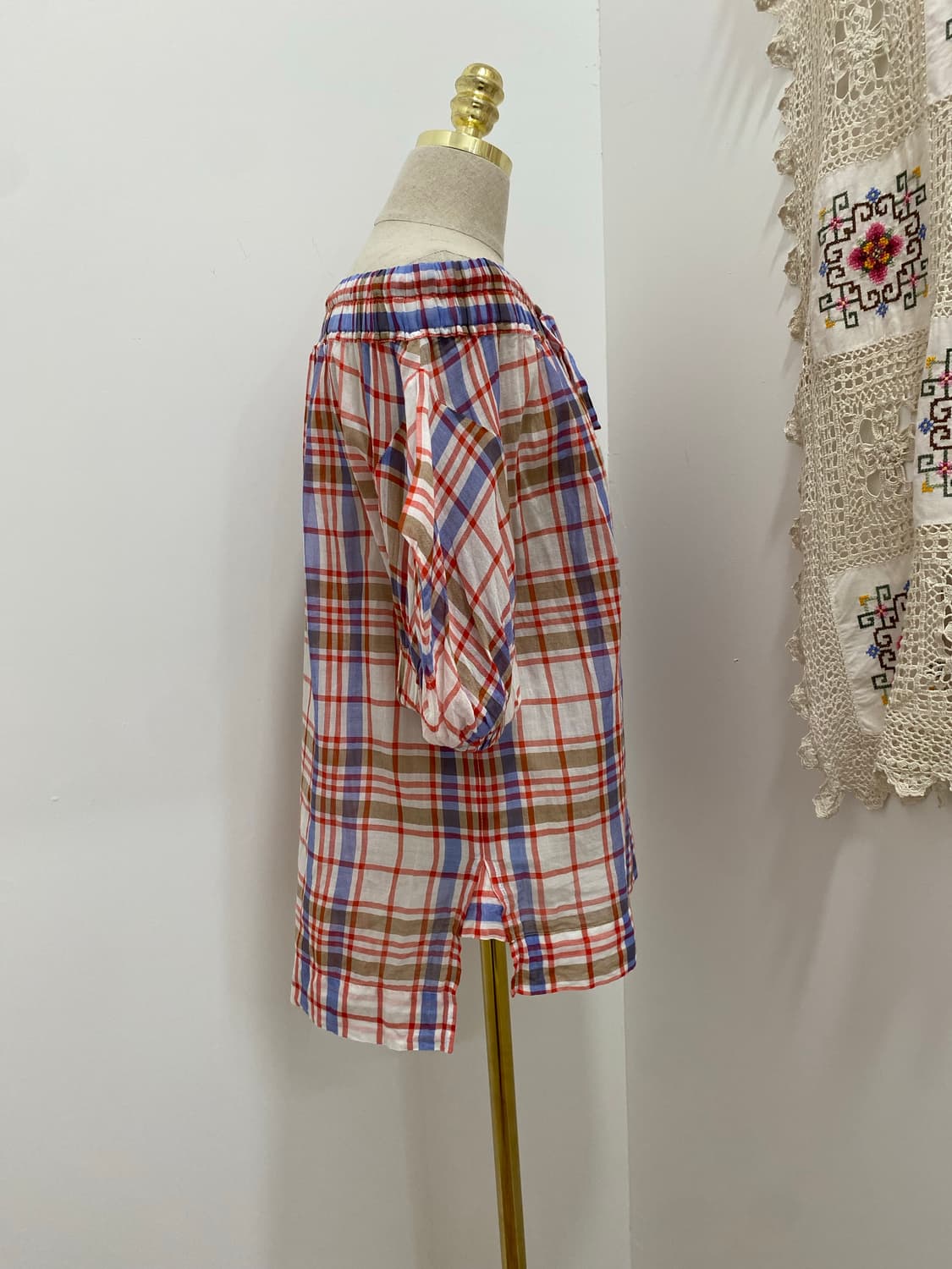 Vivienne Westwood 체크 오프숄더 블라우스 상품이미지6