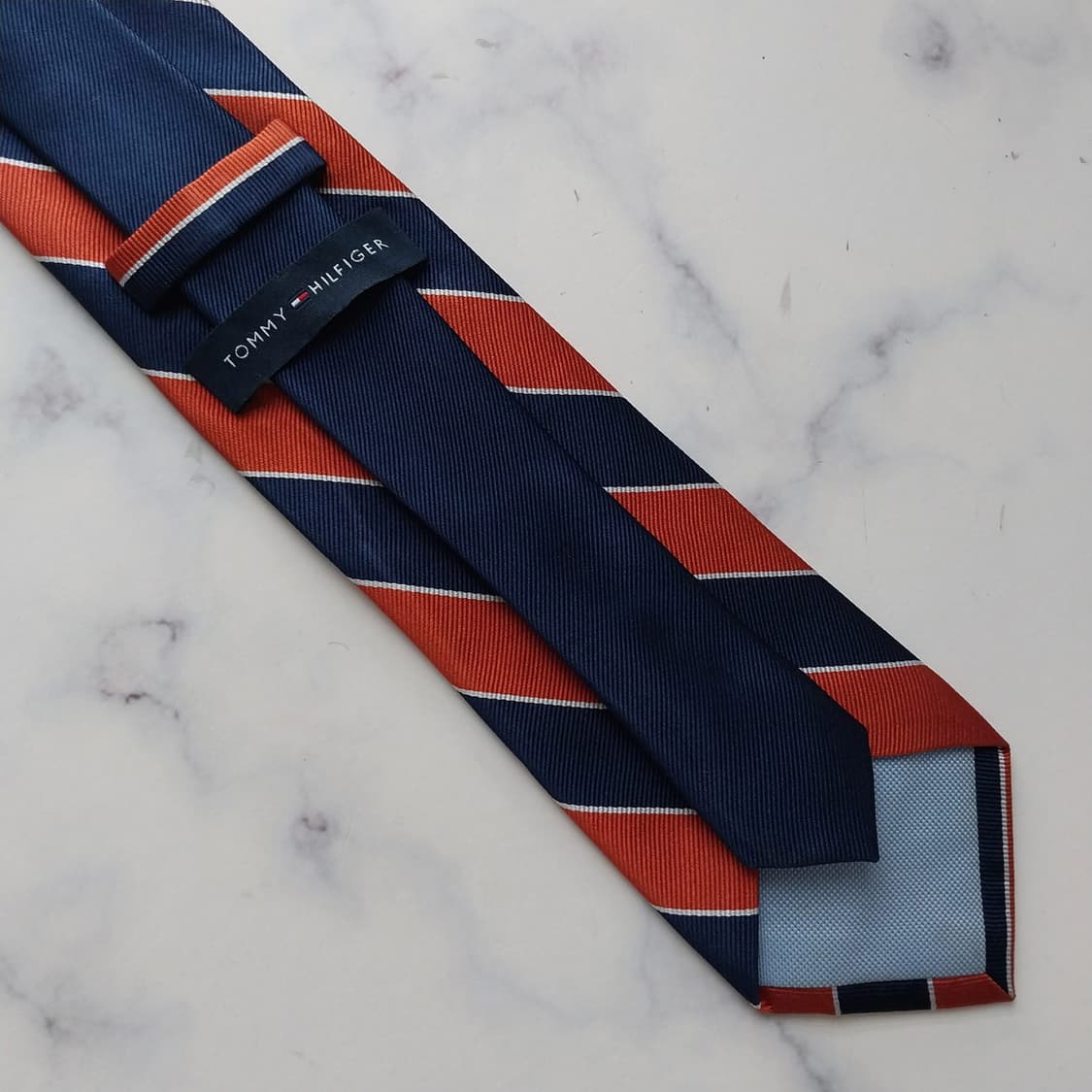 타미 힐피거 실크 네이비 스트라이프 넥타이 8.2cm A+등급 K2035 상품이미지7