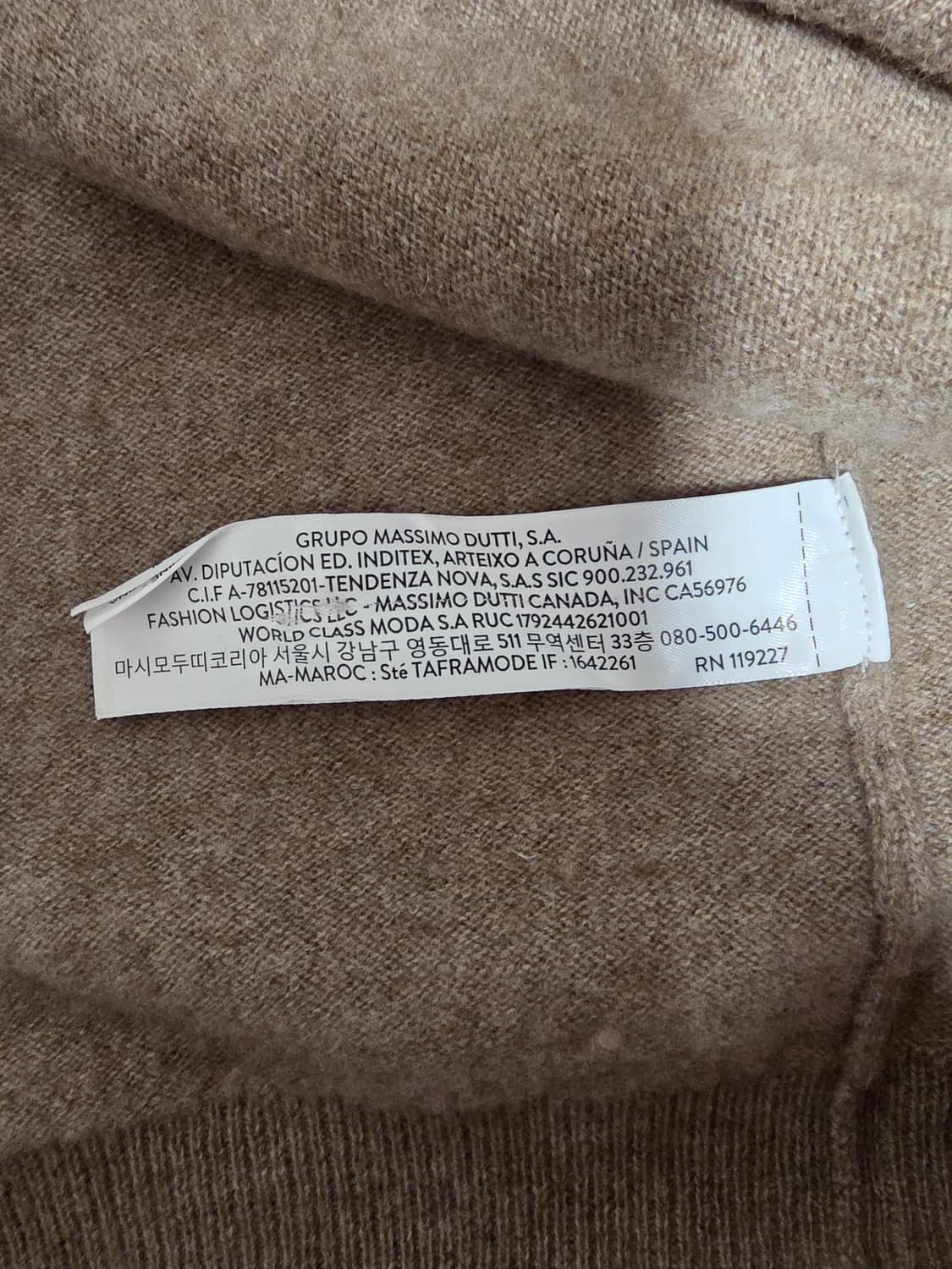 마시모두띠 남성 울 캐시미어 니트 Dark Beige XL 
 상품이미지7