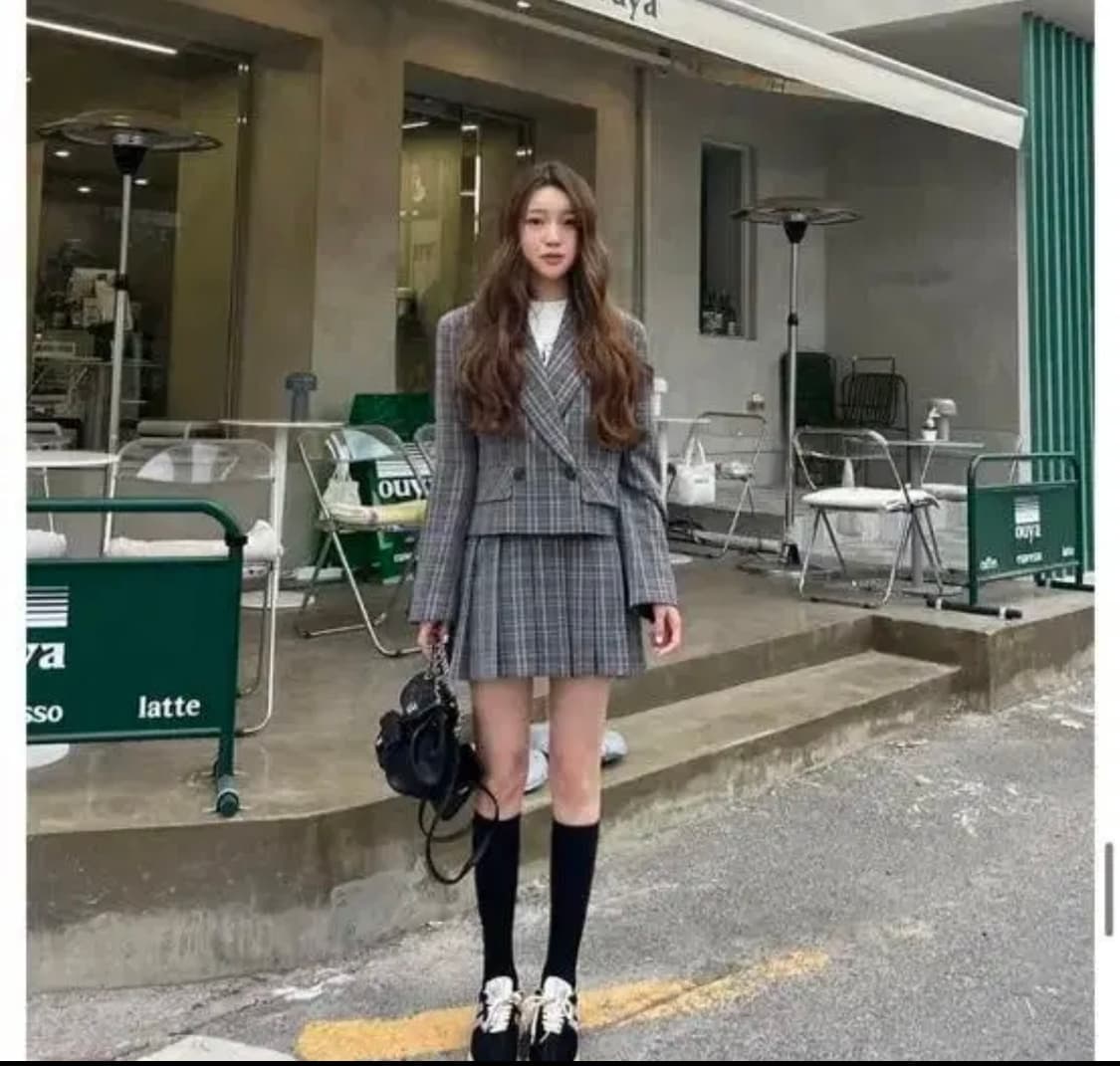 여성 마리마켓 빈티지 체크 크롭 자켓 상품이미지2