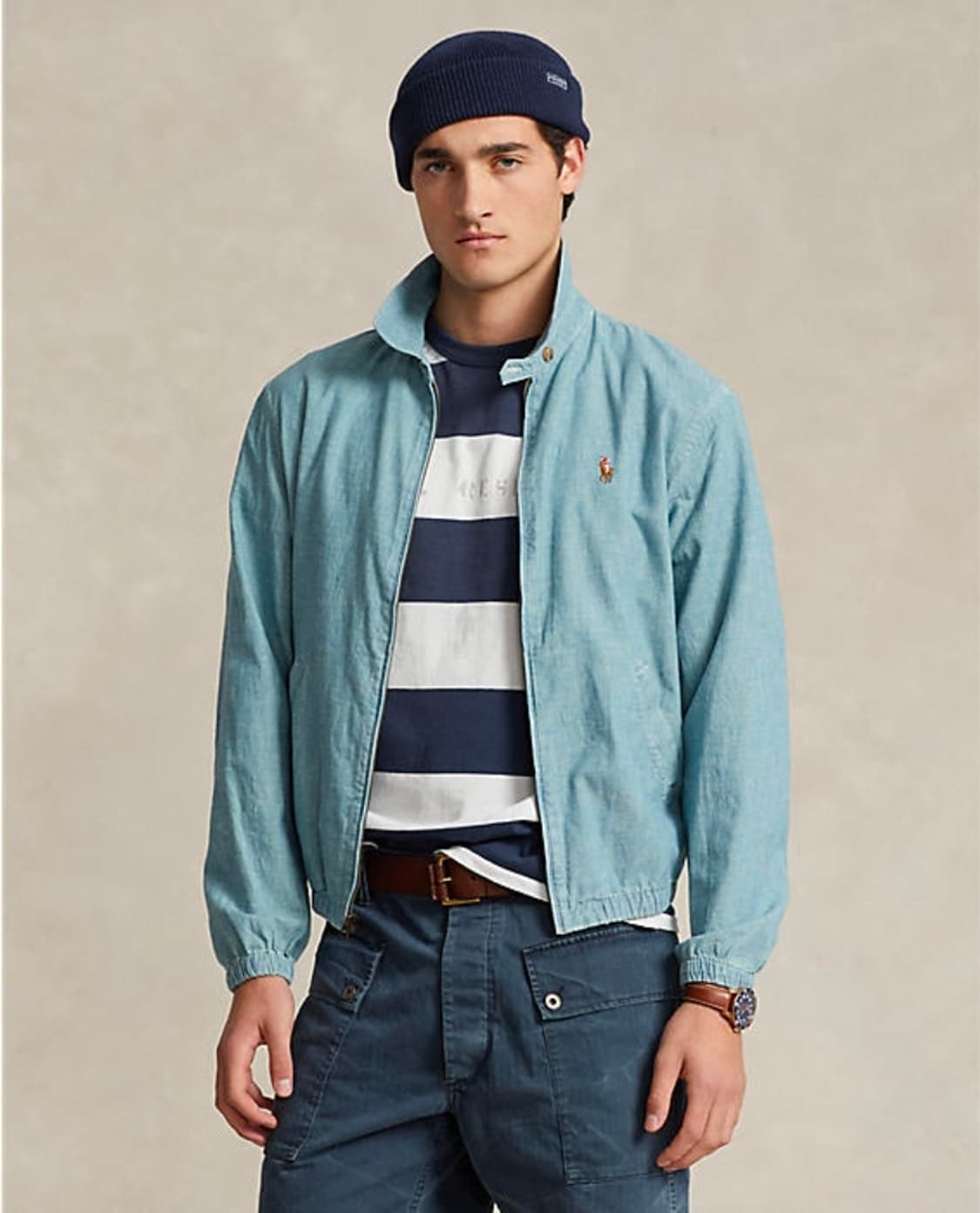 베이포트 인디고 샴브레이 재킷 상품이미지2