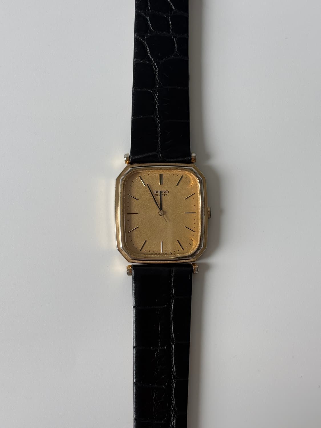 1980년대 골드 플레이크 다이얼 스퀘어 쿼츠 남성 상품이미지2