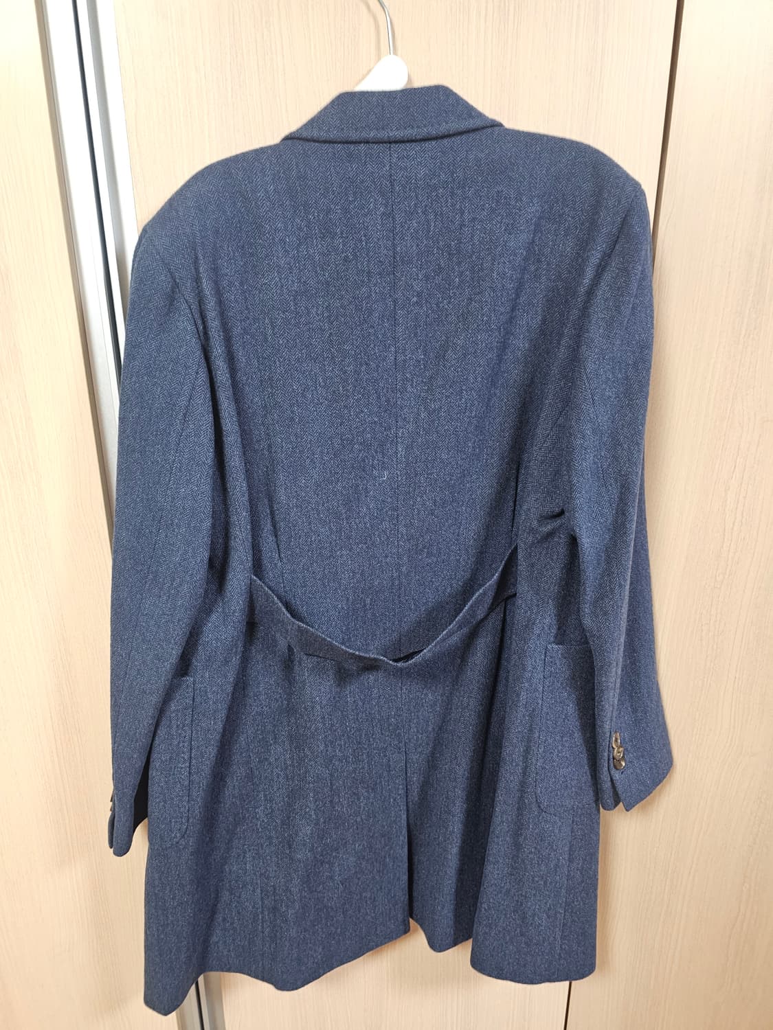 네이비 헤링본 3버튼 울코트 상품이미지2