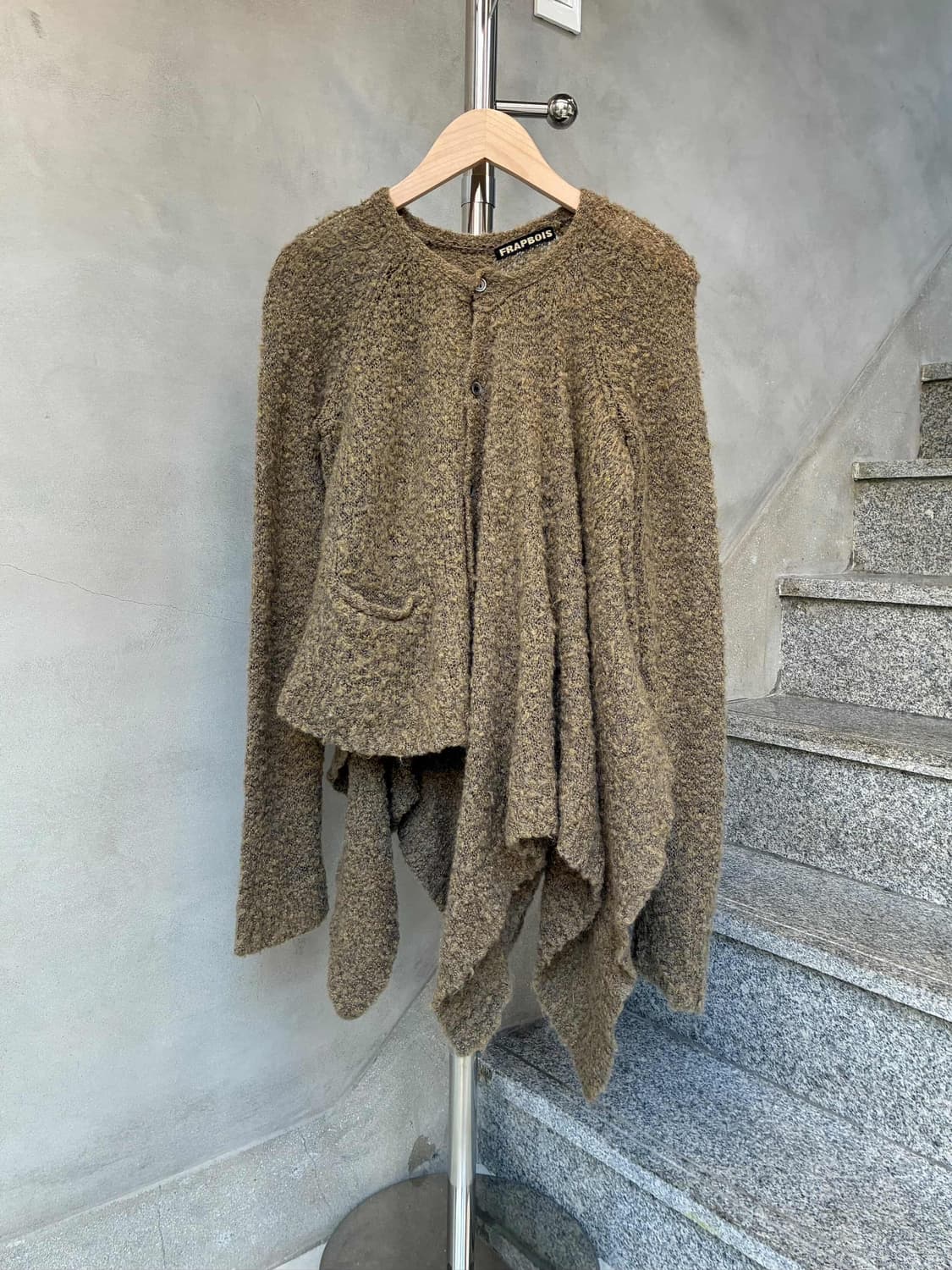 Frapbois 모헤어 러플 가디건 카키 상품이미지1